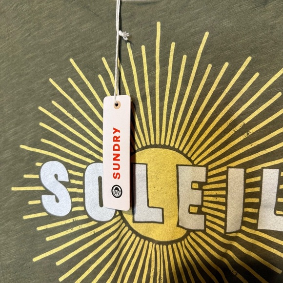 NWT SUNDRY Anthropologie Cropped Soleil Tank in Fern Green M Lounge Graphic - Picture 5 of 6